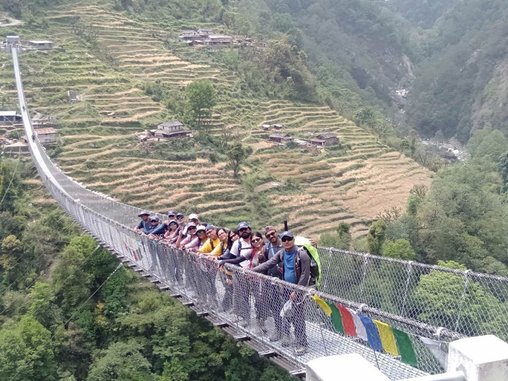 Suspension bridge on the trekking trail