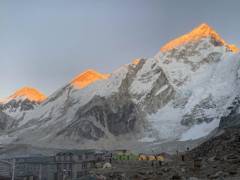 Sunset view of Gorakshep Village