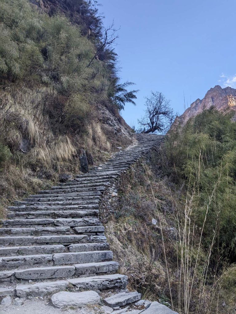 Stairs along the Annapurna base camp trail