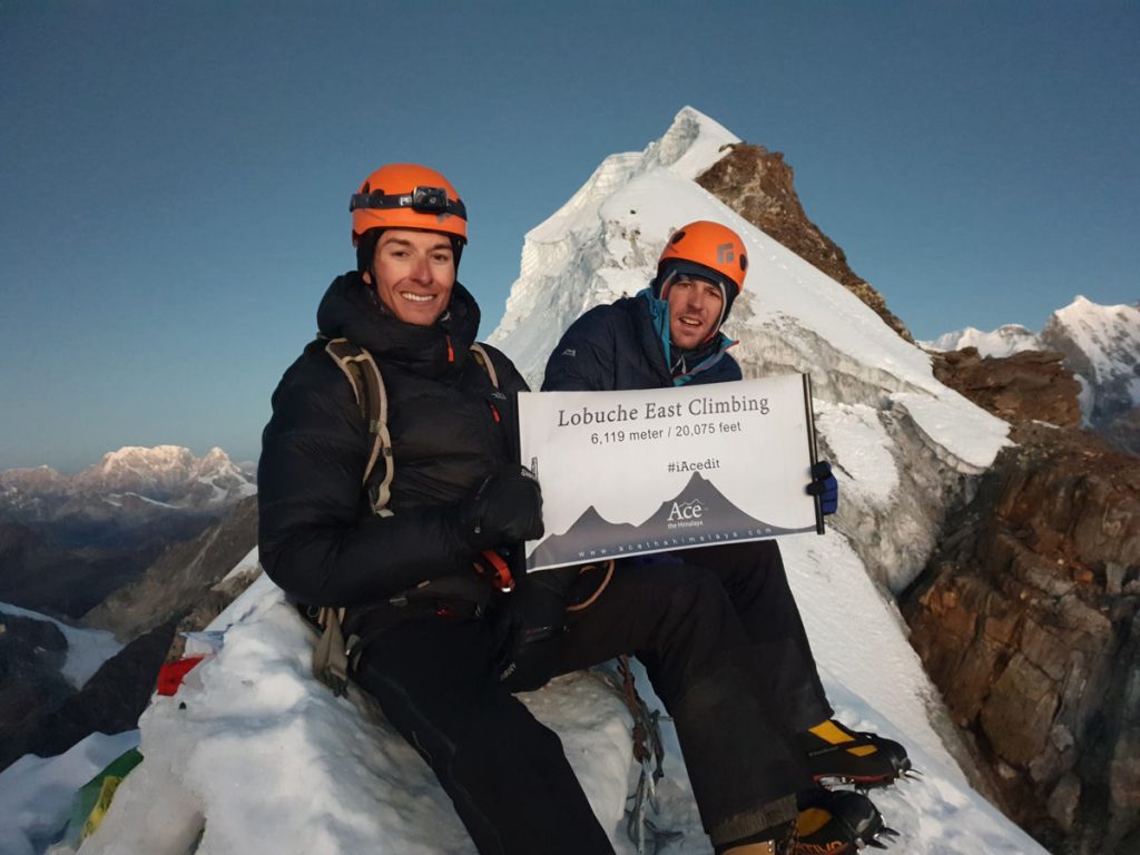Climbers on the summit of Lobuche East