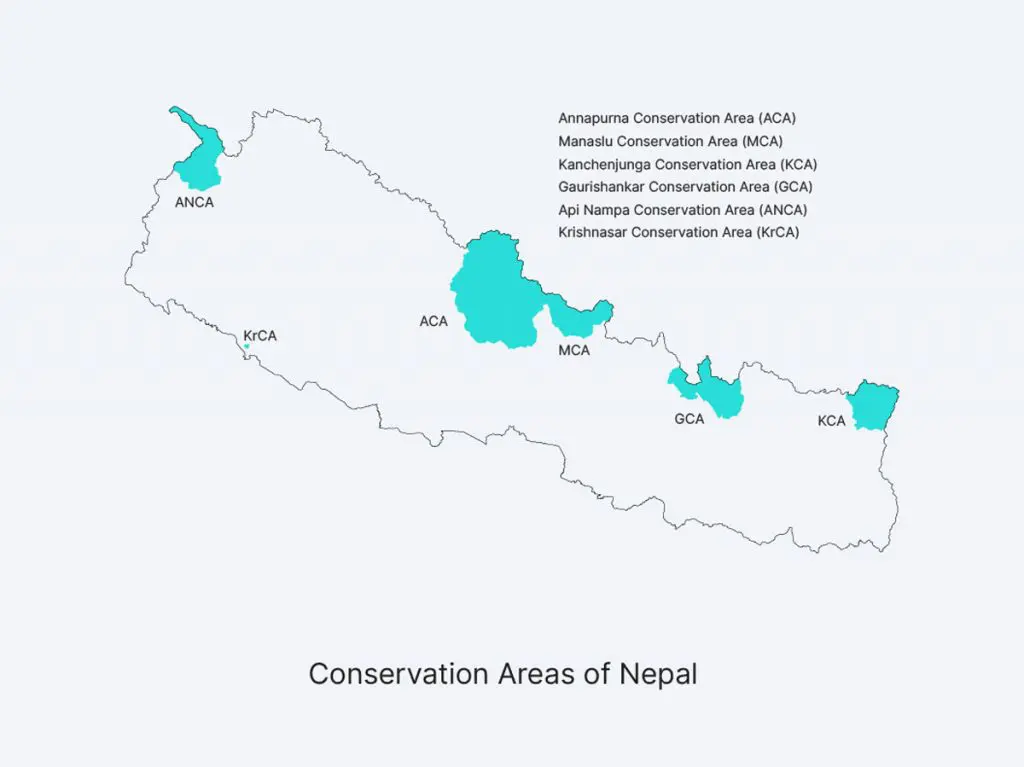 Conservation Areas of Nepal 1 Location of Conservation Areas of Nepal in map