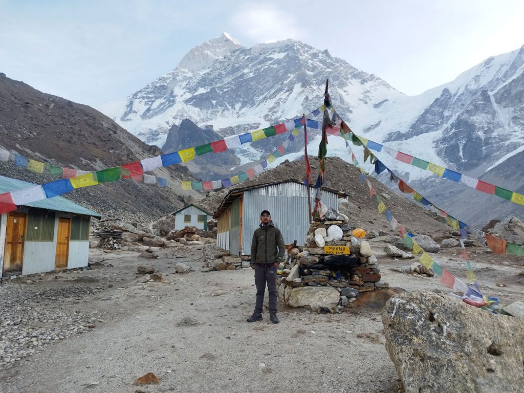 A trekker at Makalu Base Camp