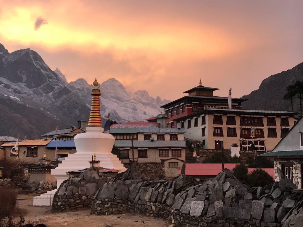 Tengboche Monastery during sunset