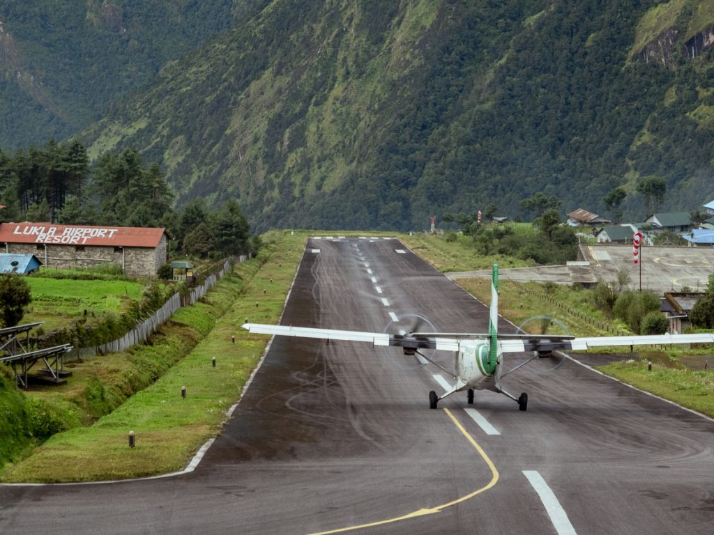 Airplane taking off from Lukla Airport