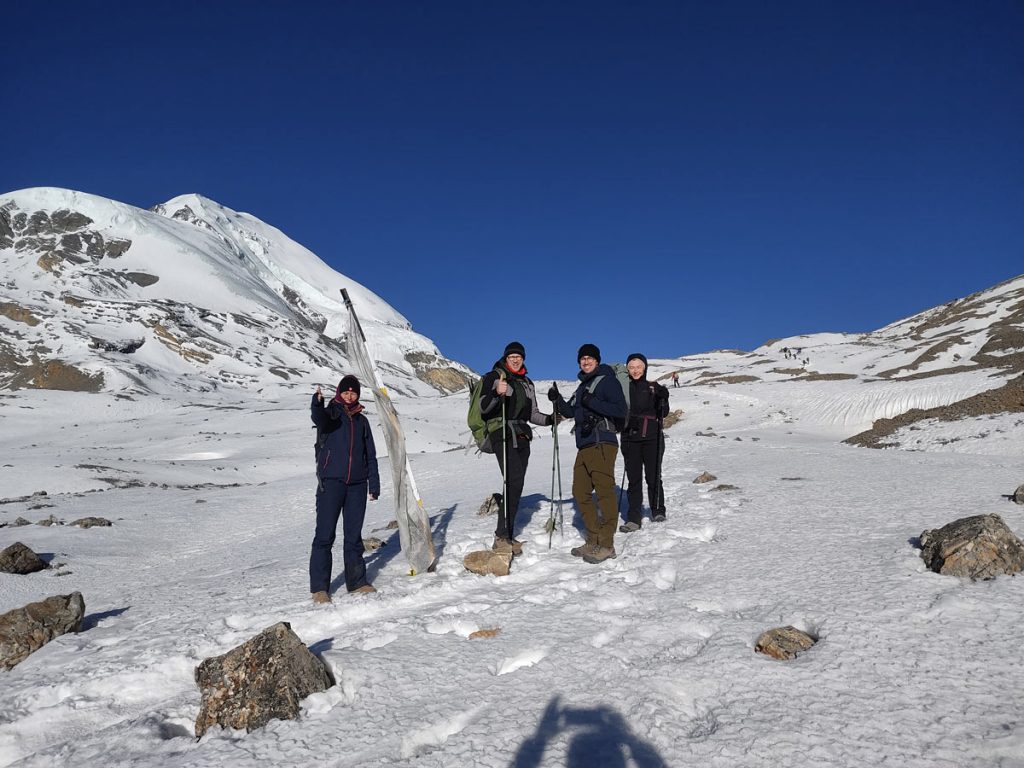 Happy trekkers after making it to Thorong La Pass