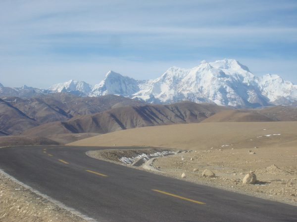 Tibet road with mountain view