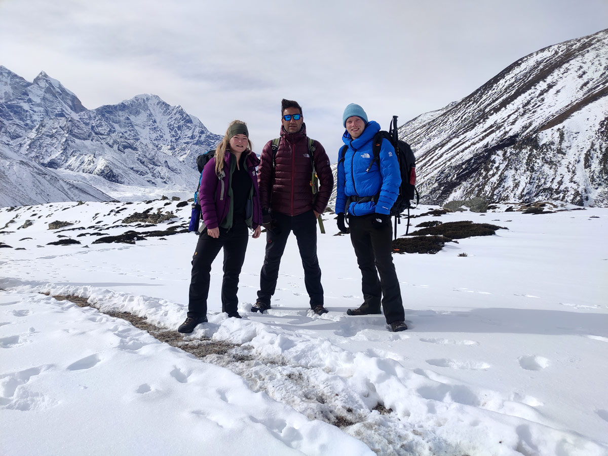 Trekking through winter’s embrace on the EBC trail.