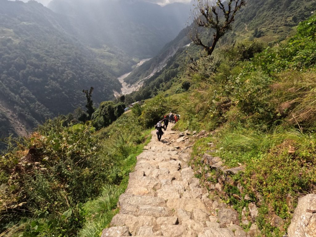 Guide to Annapurna Base Camp Trek Elevation and Altitude 9 Downhill trail to Jhinu from Chhomrong