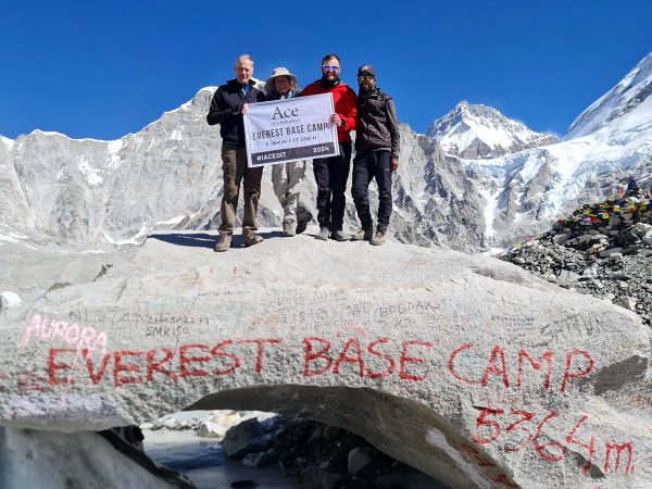 A moment of triumph at Everest Base Camp