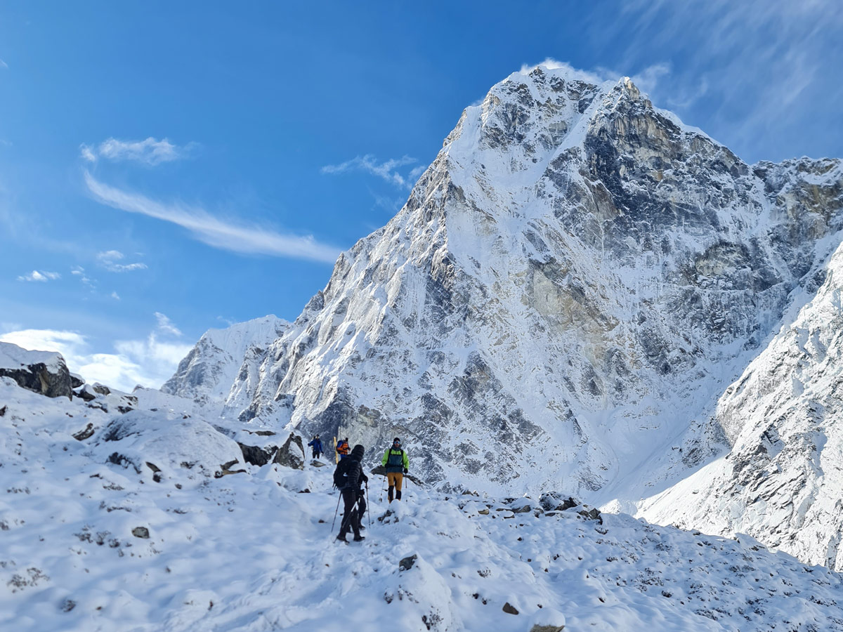 What to Expect on a Trek in Nepal? 4 On the way to Gokyo from Dzongla, with the towering Mt. Cholatse in the background