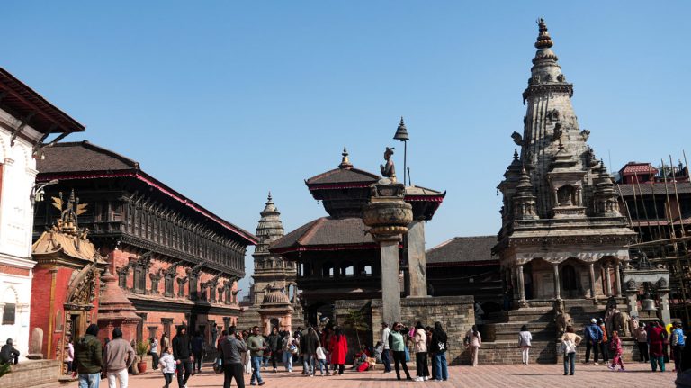 Visitors at Bhaktapur Durbar Square