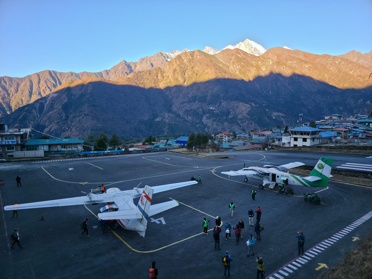 Early morning at Lukla airport Early morning at Lukla airport