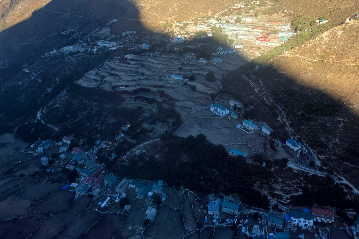 View of Pangboche village from Helicopter View of Pangboche village from Helicopter