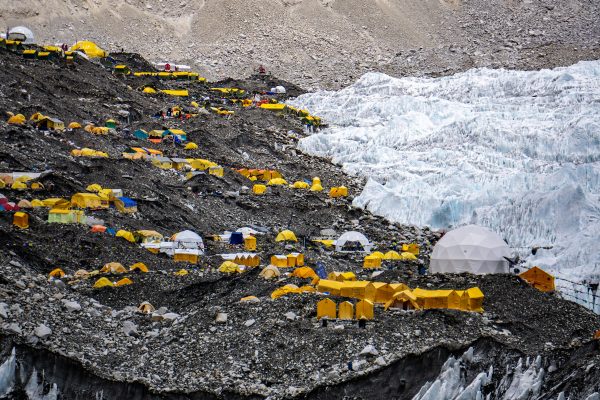 Everest base camp with climbing tents