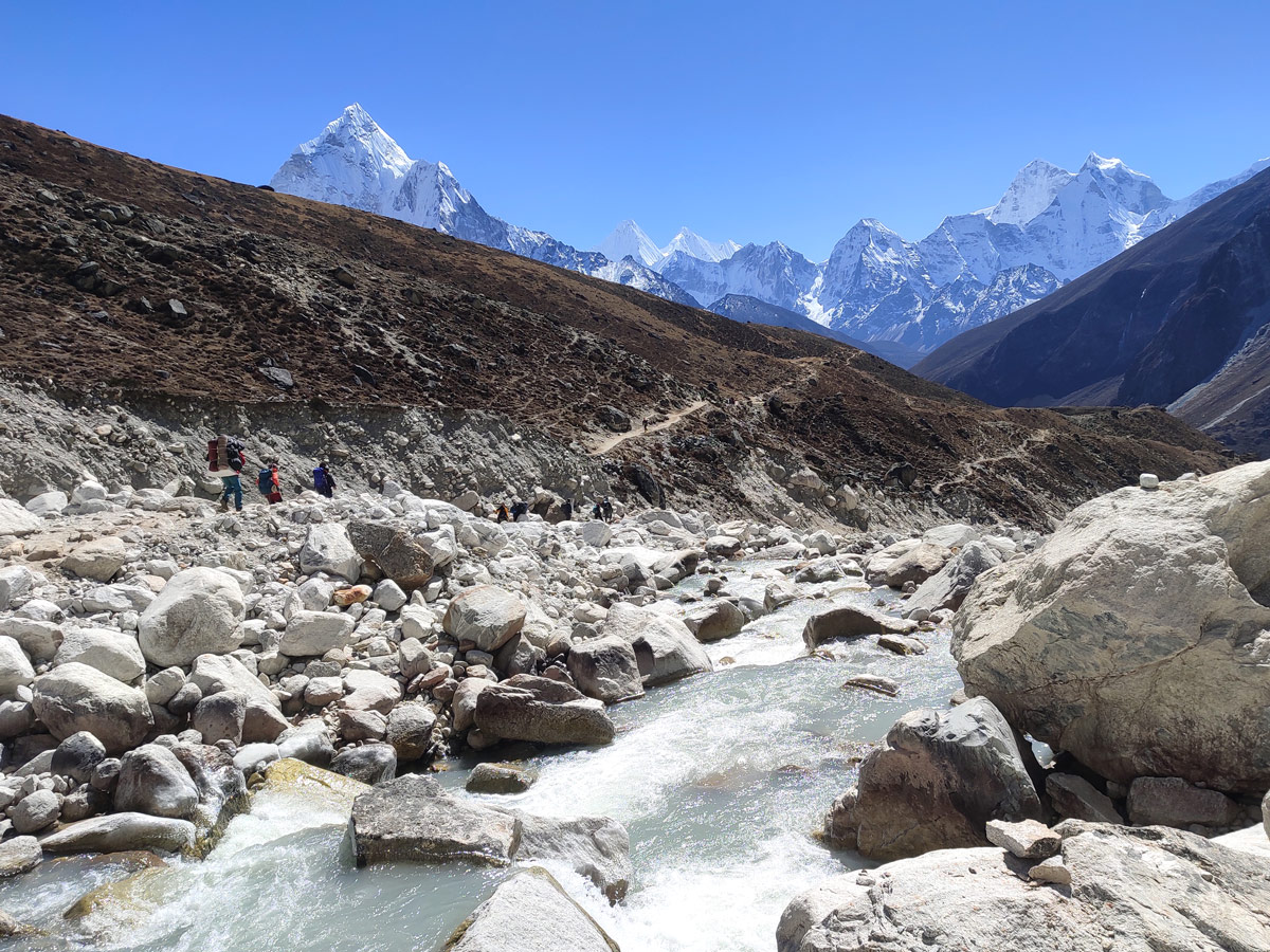 Drinking Water on the Everest Base Camp Trek 2 Glacial stream on the Everest Base Camp route