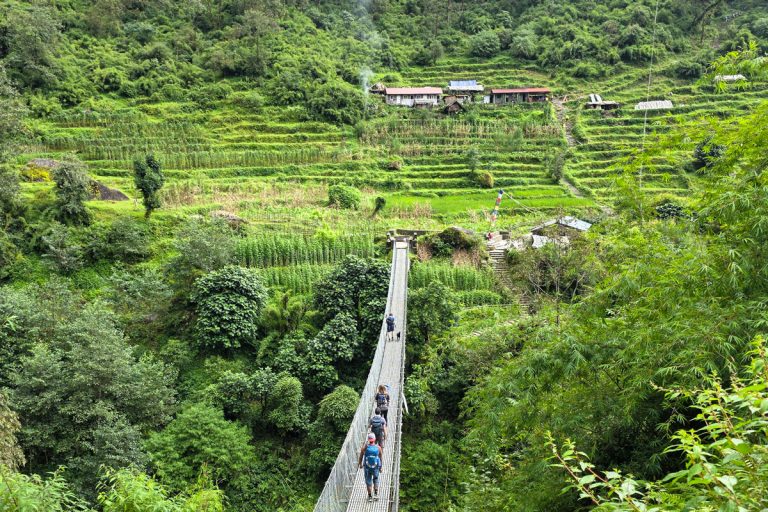 Suspension bridge crossing on the way to Sinuwa