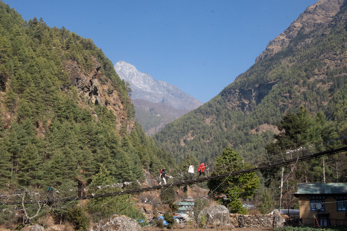 Suspension Bridges Along the Everest Base Camp Trail 1 Suspension Bridge on the way to Jorsalle