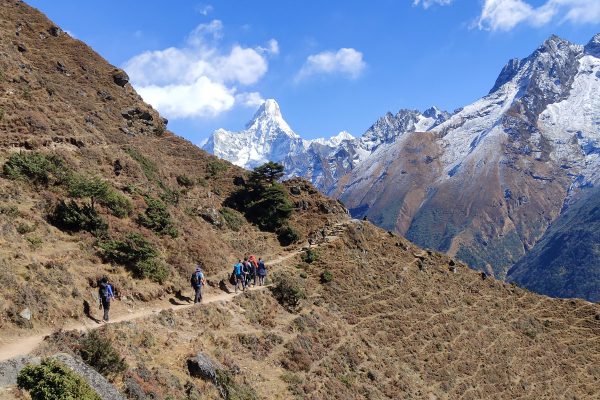 Ama Dablam shining along the trail to Hotel Everest View.