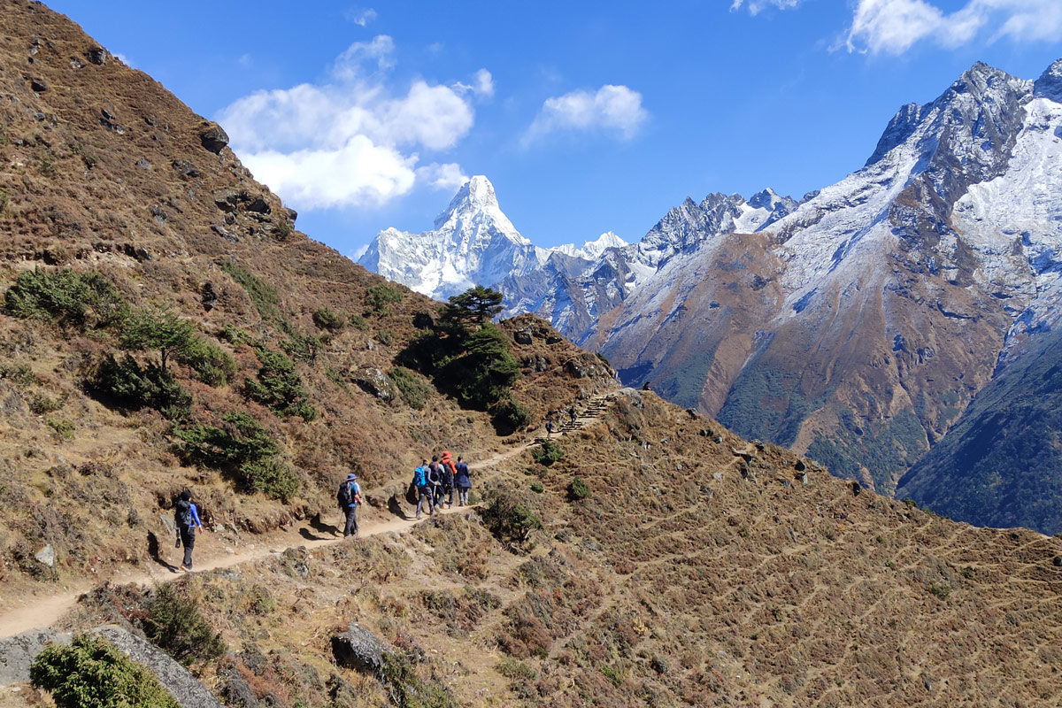 Hotel Everest View: One of the World's Highest Luxury Hotels 11 Ama Dablam shining along the trail to Hotel Everest View.