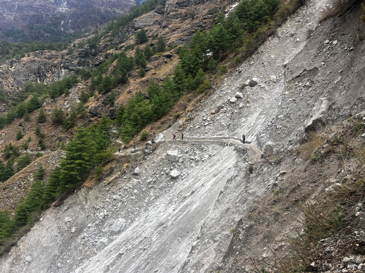 Landslide prone area on the way to Ghap village, Manaslu Circuit